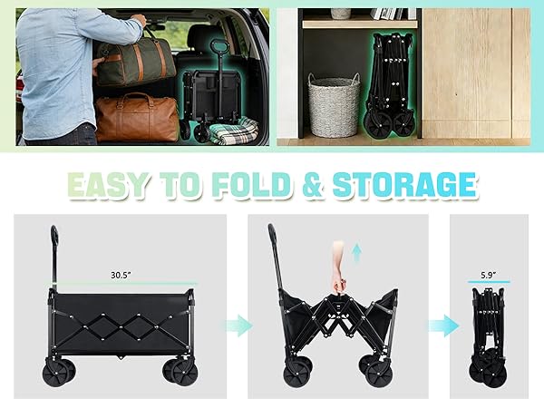 Collapsible Wagon Cart with Wheels Foldable