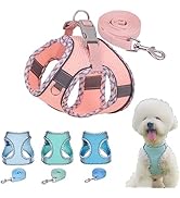XXS Dog Harness and Leash Set, Reflective Soft Mesh Puppy Vest Cat Halter for Small Medium Pet Fe...