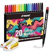 Fabric Markers Permanent for Clothes, 20 Colors Paint Pens for Clothing Canvas Tote Bags T-Shirt ...