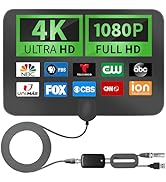 GREVA 4K Amplified HD Digital TV Antenna Indoor Long 1000 Miles Range Smart TV, Supports 4K 1080p...