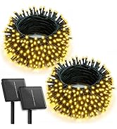 Brightown 2 Pack Solar Christmas String Lights Outdoor, Total 144Ft 400 LED Twinkle Fairy Lights ...