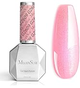 MelodySusie Jelly Pink Aurora Shimmer Gel Nail Polish, Sparkle 0.5 Fl Oz Soak Off UV LED Red Glit...
