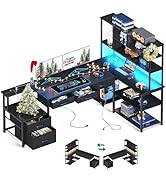 AODK 79 inch L Shaped Desk with File Drawers, Reversible L Shaped Gaming Desk with Power Outlets ...