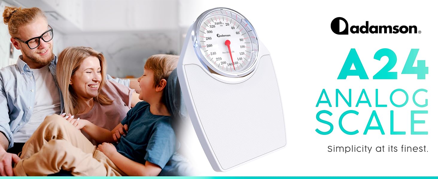 Adamson A24 Scales for Body Weight - Up to 350 LB - Anti-Skid Rubber Surface