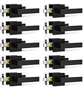 Plustool 10 Pack Matte Black Door Handles Interior, Passage Door Knobs Closet Door Levers for Hal...