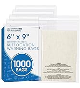 Spartan Industrial - 6" X 9" (1000 Count) Self Seal Clear Poly Bags with Suffocation Warning for ...