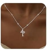 NECOCY Christmas Gift Crown Cross Necklaces for Women Non Tarnish Dainty 14K Gold/Silver/Rosegold...
