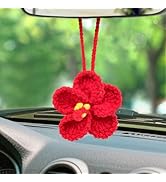 Crochet Hibiscus Flower,Car Decor Hanging Ornament for Women,Handmade Hawaiian Tropical Flower,Cu...