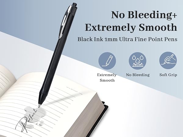100 packs black Retractable ballpoint pen 1.0 mm black ink pen Smooth Writing No-Smear