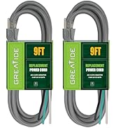 GREATIDE Industries Inc 3-Wire Appliance and Power Tool Cord, 9 ft, 14 AWG, 15A/125V AC, 1875w, G...