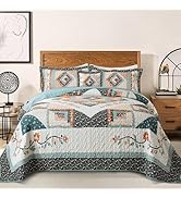 BEDIFANY Cotton King Size Quilt Sets, Lightweight King Quilt Bedding Set (98 x 106 inch) Garden S...