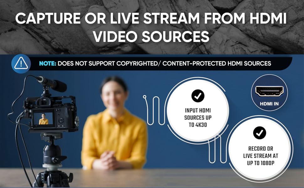 Capture or Live Stream From HDMI Video Sources (Does Not Support Copyrighted Sources)