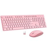 Wireless Keyboard and Mouse Combo, EDJO Silent Full Size Cordless USB Keyboard Mouse, 2.4GHz Lag-...
