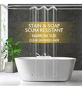 ZEMAHOME Narrow Size Clear Plastic Shower Curtain Liner, 36x72 Inch Thin Lightweight Transparent ...
