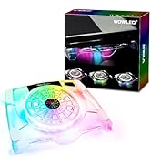 WFPOWER Upgrade USB Dream Color Cooling Fan Stand, LED Rainbow Color Cooler, Neon Light Fan Pad S...