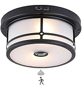 Vexagyle Outdoor Flush Mount Motion Sensor Ceiling Light,2-Light Industrial Porch Lights Ceiling ...