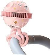 KinYiLO Baby Stroller Fan Clip On, Cute Baby Fans Bladeless,4 Level Wind Adjst, Rechargeable Batt...