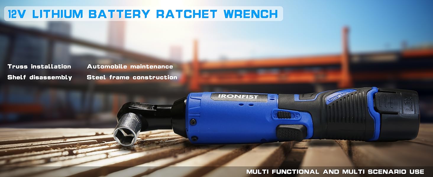 Cordless electric ratchet wrench battery lithium 12V driver set sockets
