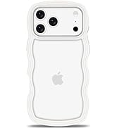 Anuck for iPhone 17 Pro Max Case Wavy Edge Clear Back Design, Anti-Slip Grip Cute Wave Curly Fram...