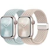 Braided Stretchy Bands with Magnetic Clasp Compatible for Apple Watch Band 38mm 40mm 41mm 42mm 44...