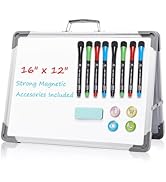 Small Dry Erase White Board - TSJ OFFICE 12" x 16" Mini Easel Desktop Double Sided Whiteboard, Po...