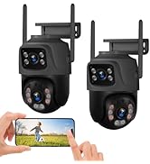 HOAYVKJ 2K Wireless Security Camera System with 7" Monitor &amp; 500GB HDD, 2pcs 3MP+3MP Dual Lens 2....