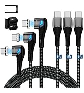 ZBF 100W USB C Magnetic Charging Cable, Right Angle Magnetic Phone Charger Cable(3 Pack, 5/5/5FT)...