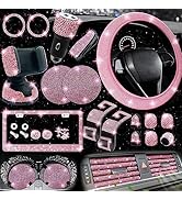 NBTEPEM 27 PCs Bling Car Accessories Set for Women, Bling Steering Wheel Covers Universal Fit 15 ...
