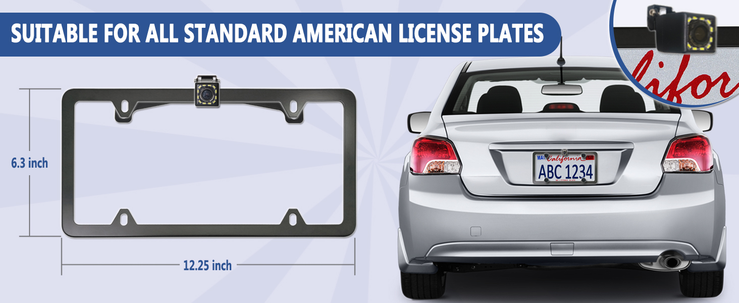 backup camera bracket back up license plate mount rear holder frame black aluminum car tag view