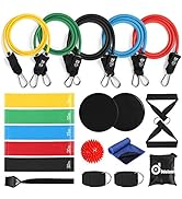 Odoland 21pcs Resistance Bands Set, Exercise Loop Bands with Door Anchor, Handles, Core Sliders, ...