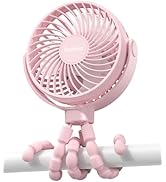 Coohea Stroller Fan Clip on Baby Fan USB Rechargeable Small Fan Battery Operated Portable Fan, Fl...