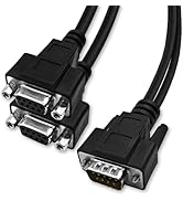 XANHAM DB9 Y Splitter 1.5 Feet 1 Male to 2 Female 9 Pin Straight Through RS232 Serial Cable Split...