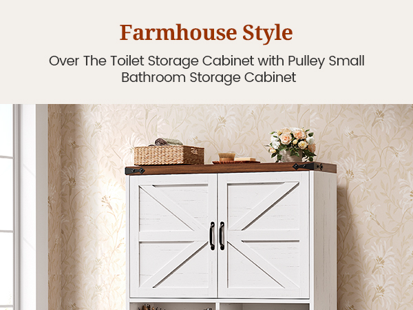 Over The Toilet Storage Cabinet with Pulley Small Bathroom Storage Cabinet