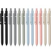 LINFANC 12 Pack Cute Gel Pens, Retractable Quick Dry Gel Ink Pen, Fine Point 0.5mm Black Ink Roll...