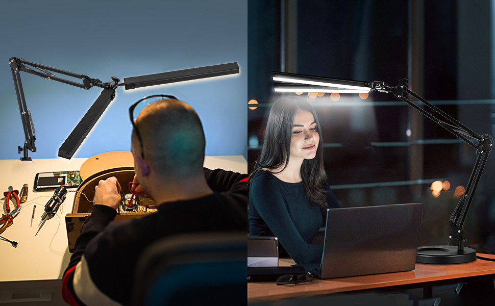 2-in-1 LED Desk Lamp with Base &amp;amp; Clamp