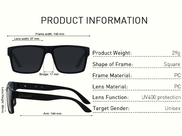 LYZOIT Square Sunglasses for Men Women Polarized Oversized Big UV Protection Rectangle Shades