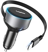 90W Retractable Car Phone Charger, Dual 45W USB C Car Accessories Fast Charging Plug USBC Cigaret...