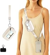 Majvsecb Phone Lanyard Crossbody with Wallet,Detachable Phone Strap Wristlet with ID Window and Z...