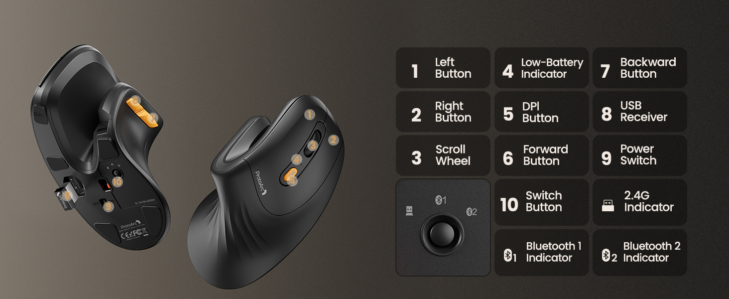 Bluetooth rechargeable vertical mouse