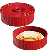 Sanmchuf Red Tortilla Warmer with Vented Lid – Microwave Safe Taco Holder, Easy-Lift Handle, Stac...