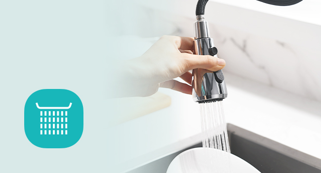 kitchen faucet with sprayer mode