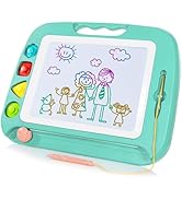 SGILE Large Magnetic Drawing Board - 4 Colors 16×13in Doodle Pad with 4 Stamps for Toddlers, Lear...
