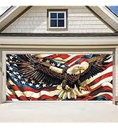 Eagle American Flag Garage Door Banner 7x16FT, Patriotic Bald Eagle &amp; American Flag Design, Outdo...