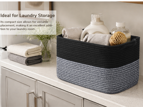 Goodpick Square Woven Rope Basket with Handles
