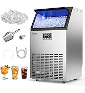 VEVOR Commercial Ice Maker Machine, 130 lbs/24h with 26 lbs Storage Capacity, Moon-Shaped Ice,Bui...