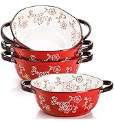 AVLA 4 Pack Ceramic Soup Bowls, 22 Ounces Porcelain Serving Bowl Set with Doundle Handle, Large C...