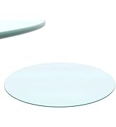 Styptika 20 Inch Round Glass Table Top,Clear Tempered Glass Table Surface for Outdoor and Indoor ...
