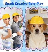 2pcs Kids Construction Hat Yellow Plastic: 8.26 Inch Hard Hats Worker Helmets for Kids Pretend Ro...