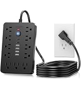 JouleLoom 6 FT Flat Plug Surge Protector Power Strip,11 Multiple AC Outlets with 6 USB Ports (2 U...