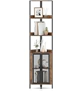 Giantex 6-Tier Corner Shelf, 67" Tall Corner Bookshelf with Cabinet &amp; Adjustable Shelf, Industria...